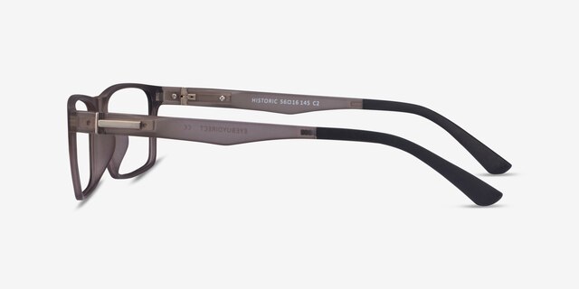 Historic Clip-On Gris PlastiqueMontures de lunettes de vue d'EyeBuyDirect, Vue de Côté