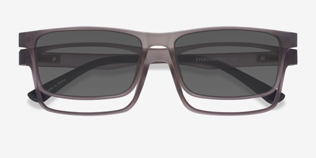 Historic Clip-On Gris PlastiqueMontures de lunettes de vue d'EyeBuyDirect, Vue Rapprochée