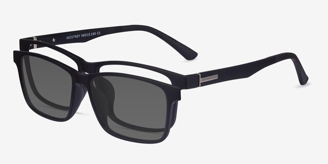Ascutney Clip-On Black PlasticEyeglass Frames from EyeBuyDirect, Angle View