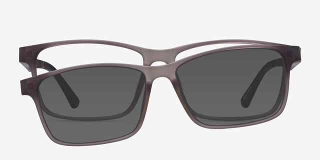 Ascutney Clip-On Gray PlasticEyeglass Frames from EyeBuyDirect, Front View