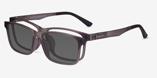 Ascutney Clip-On Gray PlasticEyeglass Frames from EyeBuyDirect, Angle View