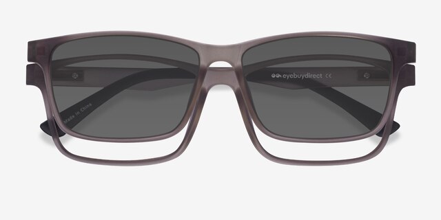 Ascutney Clip-On Gray PlasticEyeglass Frames from EyeBuyDirect, Closed View