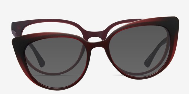 Avenida Clip-On Burgundy PlasticEyeglass Frames from EyeBuyDirect, Front View