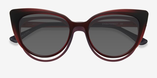 Avenida Clip-On Burgundy PlasticEyeglass Frames from EyeBuyDirect, Closed View