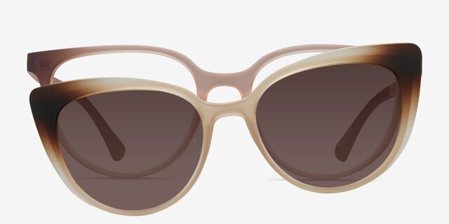 Avenida Clip-On Clear Brown PlasticEyeglass Frames from EyeBuyDirect, Front View
