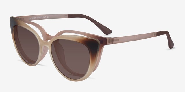 Avenida Clip-On Clear Brown PlasticEyeglass Frames from EyeBuyDirect, Angle View