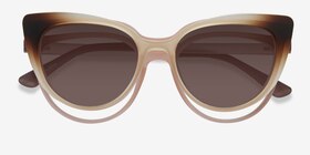 Avenida Clip-On Clear Brown  Plastique Montures de lunettes de vue d'EyeBuyDirect, Vue Rapprochée