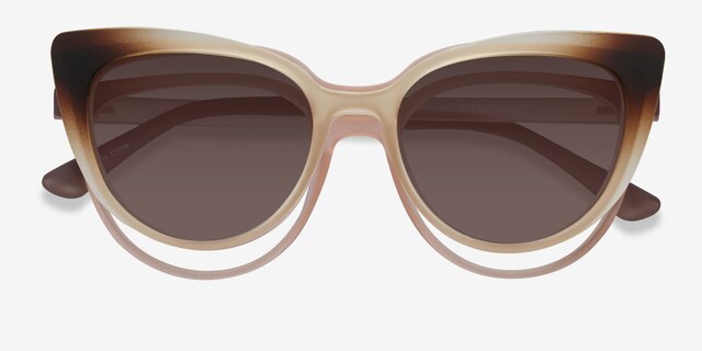 Avenida Clip-On Clear Brown PlasticEyeglass Frames from EyeBuyDirect, Closed View