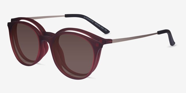 Alternative Clip-On Matte Burgundy MétalMontures de lunettes de vue d'EyeBuyDirect, Vue d'Angle