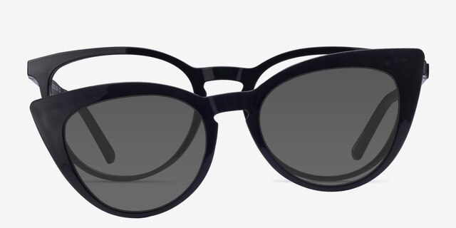 Patio Clip-On Black PlasticEyeglass Frames from EyeBuyDirect, Front View