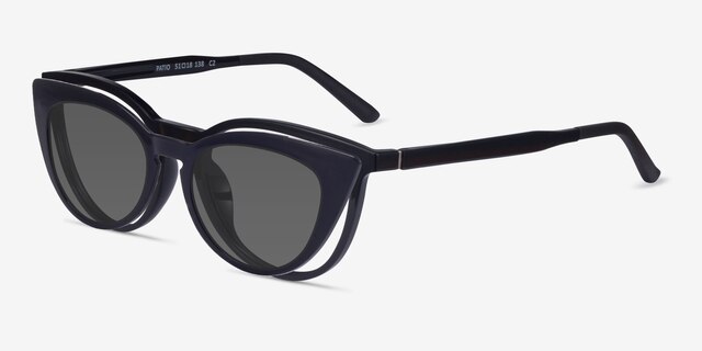 Patio Clip-On Black PlasticEyeglass Frames from EyeBuyDirect, Angle View