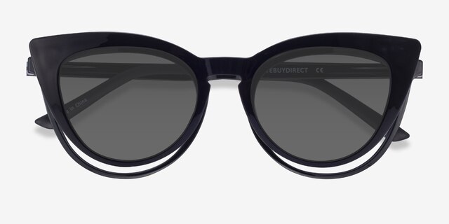 Patio Clip-On Black PlasticEyeglass Frames from EyeBuyDirect, Closed View