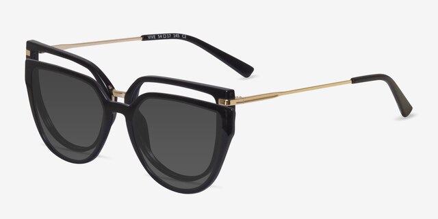 Vive Clip-On Black Plastic-metalEyeglass Frames from EyeBuyDirect, Angle View