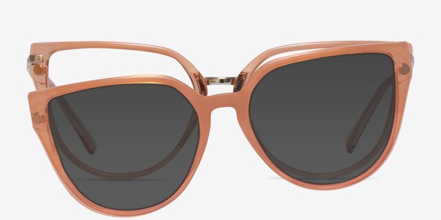 Vive Clip-On Coral MetalEyeglass Frames from EyeBuyDirect, Front View