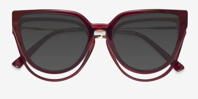 Vive Clip-On Red MetalEyeglass Frames from EyeBuyDirect, Closed View