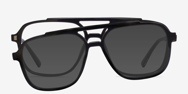 Hooper Clip-On Black PlasticEyeglass Frames from EyeBuyDirect, Front View