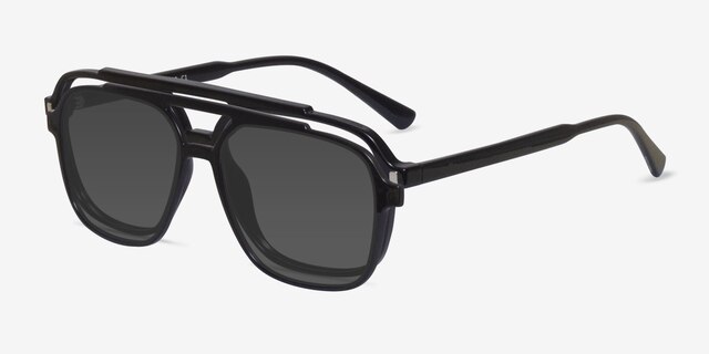Hooper Clip-On Black PlasticEyeglass Frames from EyeBuyDirect, Angle View