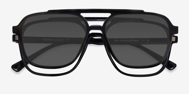 Hooper Clip-On Black PlasticEyeglass Frames from EyeBuyDirect, Closed View
