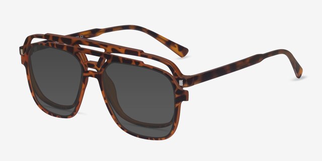 Hooper Clip-On Tortoise PlasticEyeglass Frames from EyeBuyDirect, Angle View