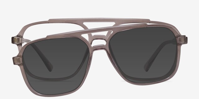 Hooper Clip-On Gray PlasticEyeglass Frames from EyeBuyDirect, Front View
