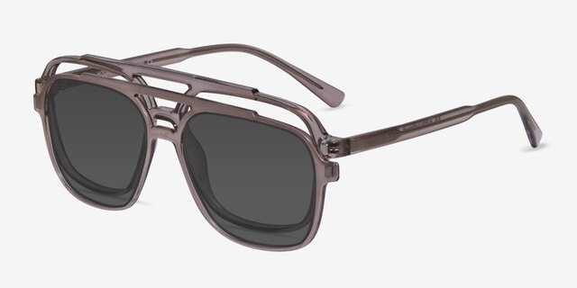 Hooper Clip-On Gray PlasticEyeglass Frames from EyeBuyDirect, Angle View
