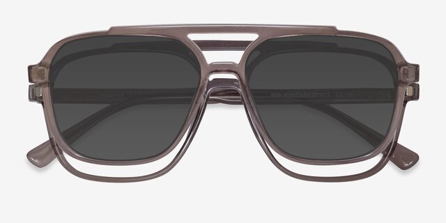 Hooper Clip-On Gray PlasticEyeglass Frames from EyeBuyDirect, Closed View