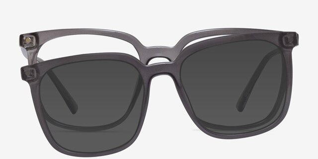 Coppi Clip-On Gris PlastiqueMontures de lunettes de vue d'EyeBuyDirect, Vue de Face