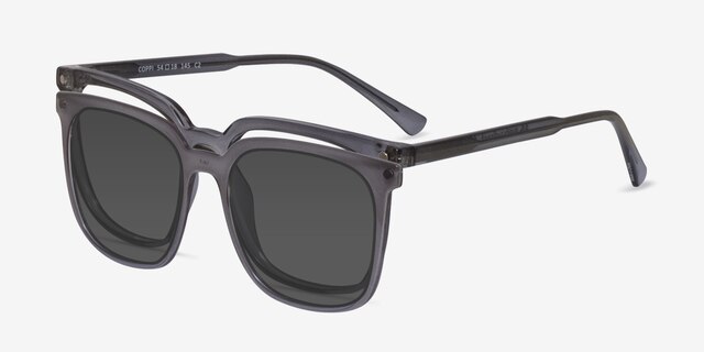 Coppi Clip-On Gris PlastiqueMontures de lunettes de vue d'EyeBuyDirect, Vue d'Angle