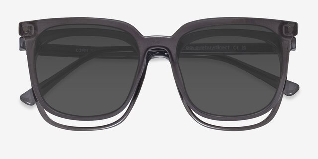 Coppi Clip-On Gris PlastiqueMontures de lunettes de vue d'EyeBuyDirect, Vue Rapprochée