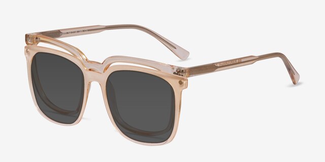 Coppi Clip-On Pink PlasticEyeglass Frames from EyeBuyDirect, Angle View