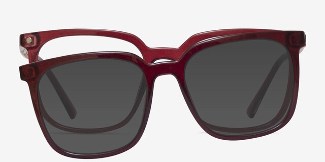 Coppi Clip-On Red PlasticEyeglass Frames from EyeBuyDirect, Front View