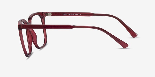 Coppi Clip-On Red PlasticEyeglass Frames from EyeBuyDirect, Side View