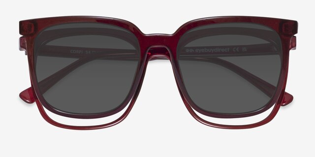 Coppi Clip-On Red PlasticEyeglass Frames from EyeBuyDirect, Closed View