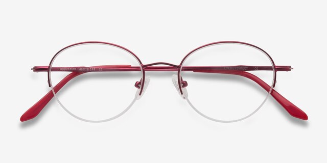 Opposition Rouge MétalMontures de lunettes de vue d'EyeBuyDirect, Vue Rapprochée