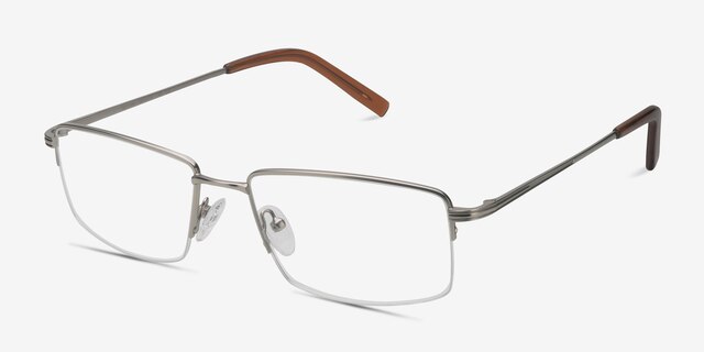 System Silver MetalEyeglass Frames from EyeBuyDirect, Angle View