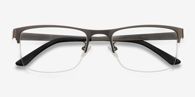 Grip Gunmetal MetalEyeglass Frames from EyeBuyDirect, Closed View