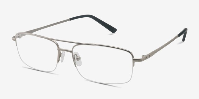 Inlet Matte Silver MetalEyeglass Frames from EyeBuyDirect, Angle View