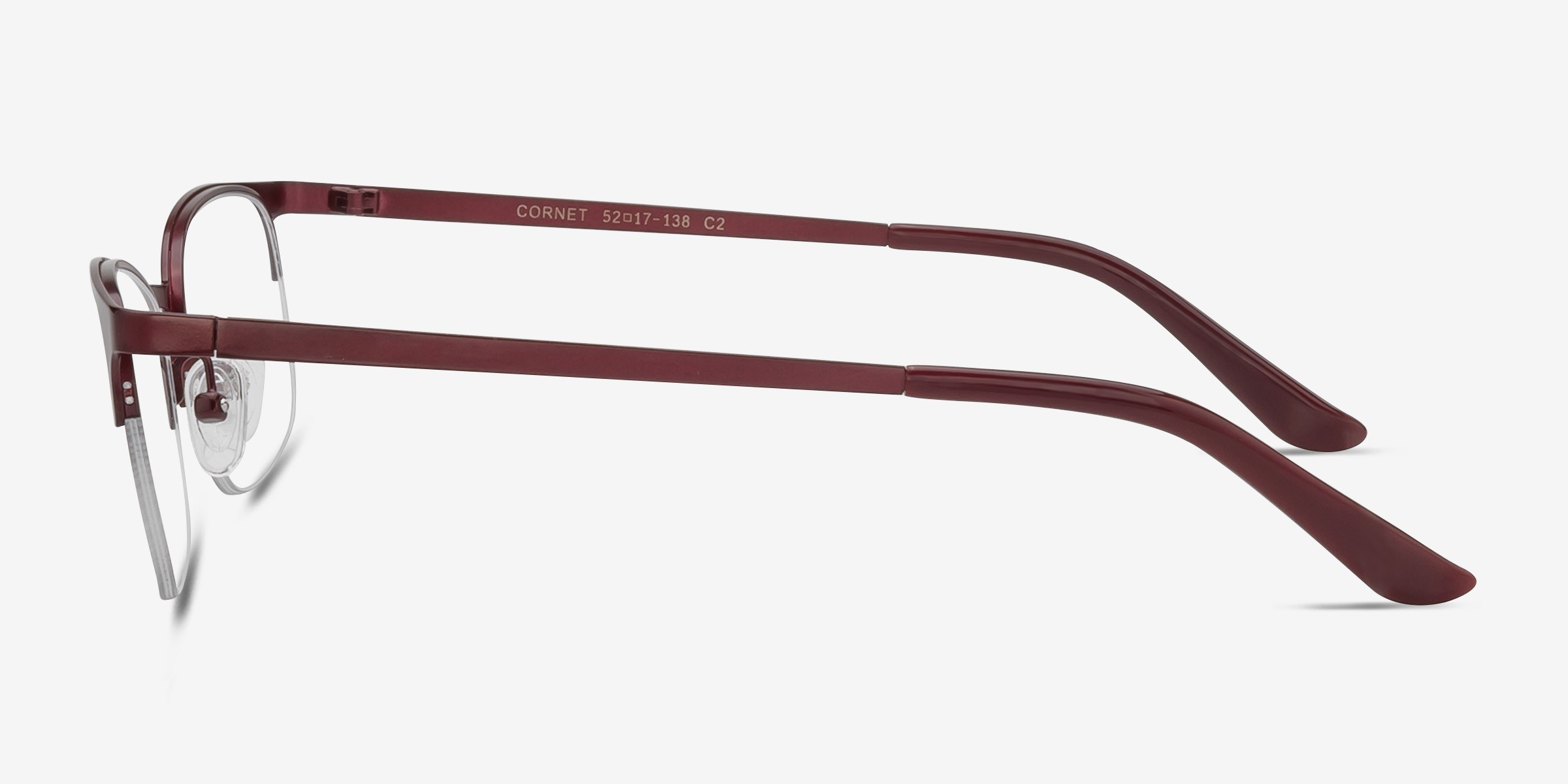 Steppers Non-prescription Women’s Semi-Rimless Eyeglasses in Burgundy Stepper 30102 Eyeglasses Burgundy Angular Shaped Women  main image 3