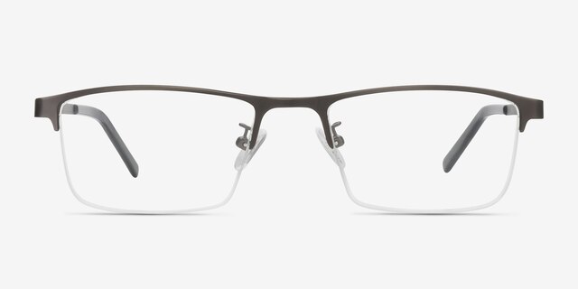 Algorithm Gray MetalEyeglass Frames from EyeBuyDirect, Front View