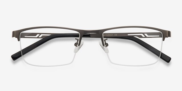 Algorithm Gray MetalEyeglass Frames from EyeBuyDirect, Closed View