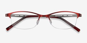 Pearl Rouge Métal Montures de lunettes de vue d'EyeBuyDirect, Vue Rapprochée