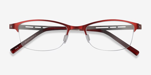 Pearl Rouge MétalMontures de lunettes de vue d'EyeBuyDirect, Vue Rapprochée
