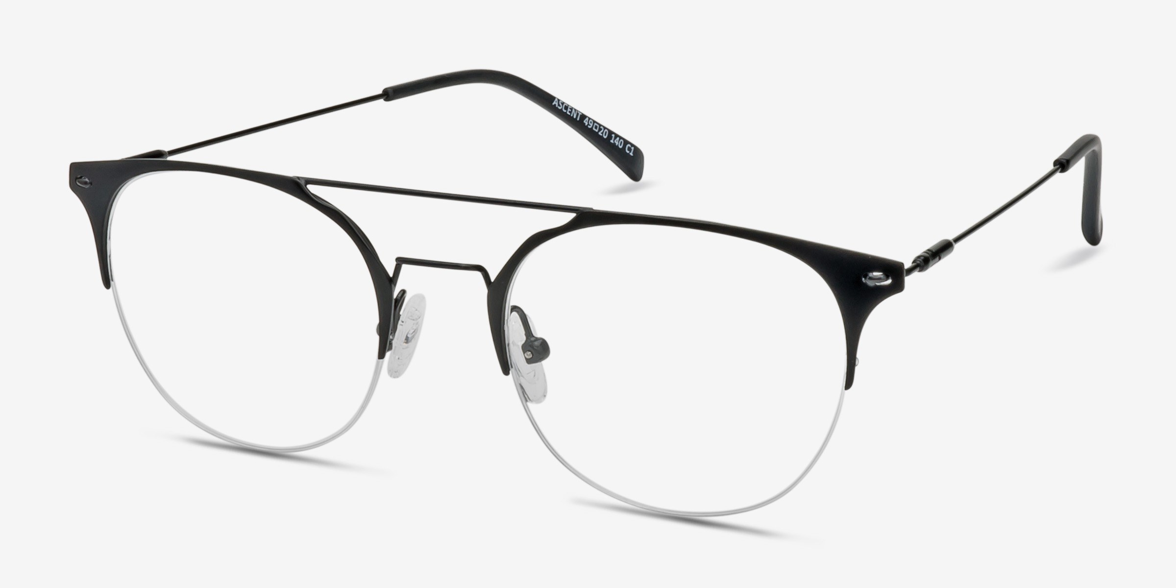 Ascent Aviator Black Semi Rimless Eyeglasses | Eyebuydirect