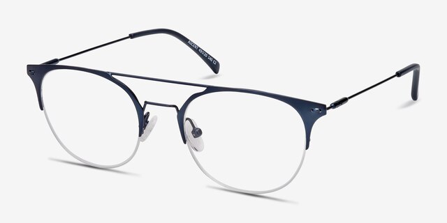 Ascent Navy MetalEyeglass Frames from EyeBuyDirect, Angle View
