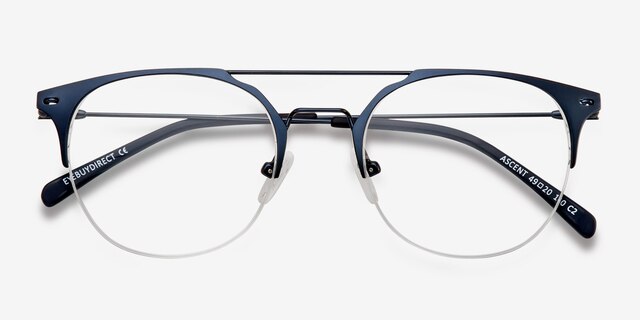 Ascent Navy MetalEyeglass Frames from EyeBuyDirect, Closed View