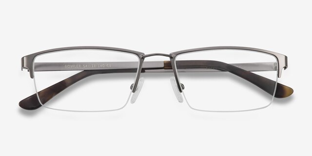Bowler Gunmetal MétalMontures de lunettes de vue d'EyeBuyDirect, Vue Rapprochée