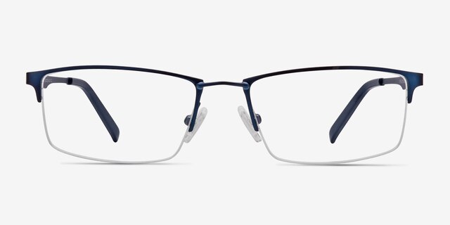 Furox Bleu marine MétalMontures de lunettes de vue d'EyeBuyDirect, Vue de Face
