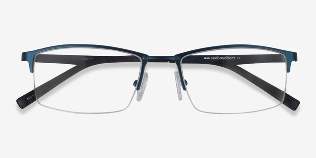 Furox Bleu marine MétalMontures de lunettes de vue d'EyeBuyDirect, Vue Rapprochée