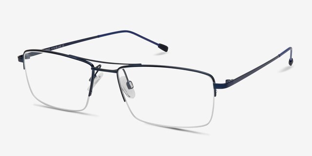 Creel Navy MetalEyeglass Frames from EyeBuyDirect, Angle View