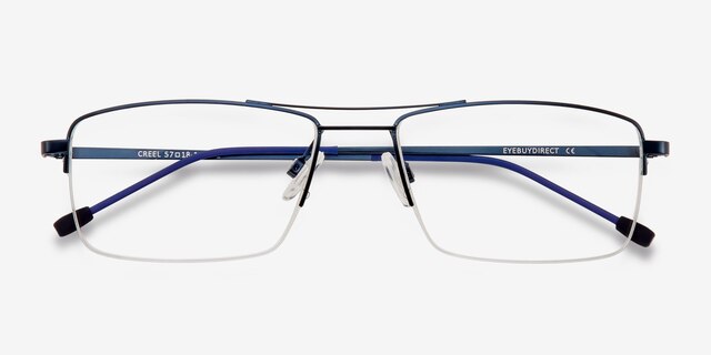 Creel Navy MetalEyeglass Frames from EyeBuyDirect, Closed View
